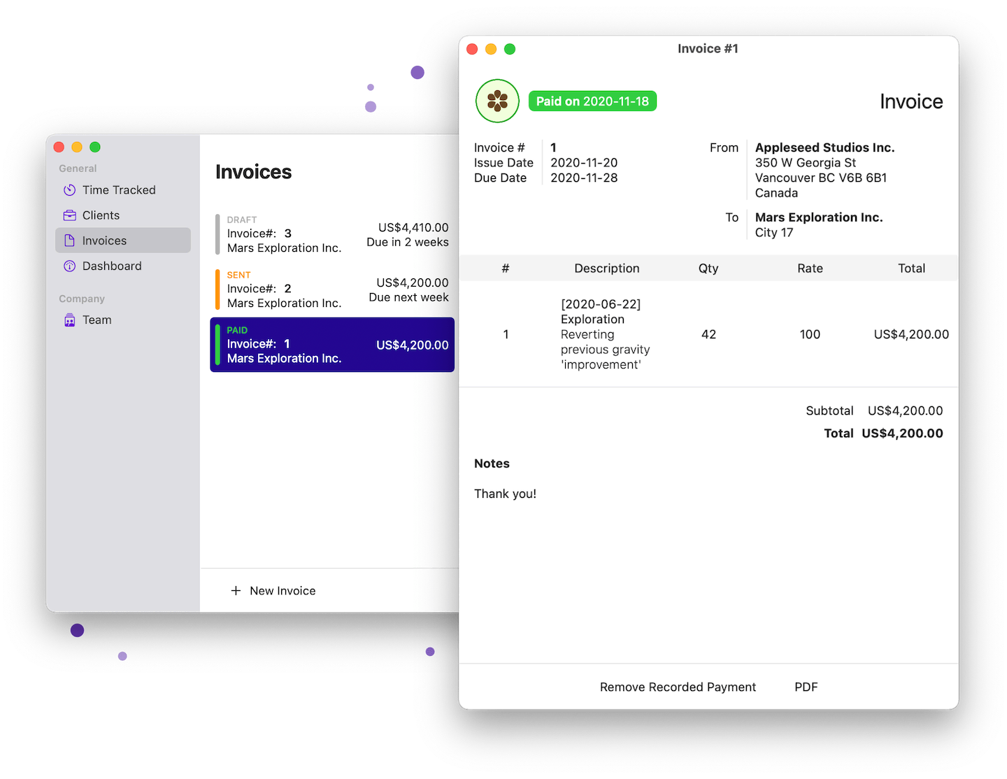 Invoicing Screen